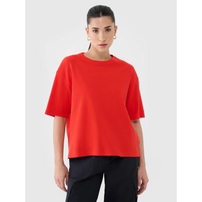 Damen-T-Shirt mit Waffelstrick, regulär, Größe 4F 4FRSS25TTSHF2651-62S