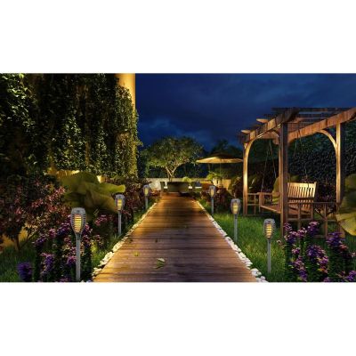 6. Taschenlampe mit tanzenden Flammen, 12 LED SMD, 7,5 x 7,5 x 46,5 cm, Grau – 12 Stück
