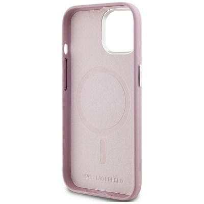 7. Karl Lagerfeld FW Metal Plate MagSafe iPhone 15 Hülle - Rosa
