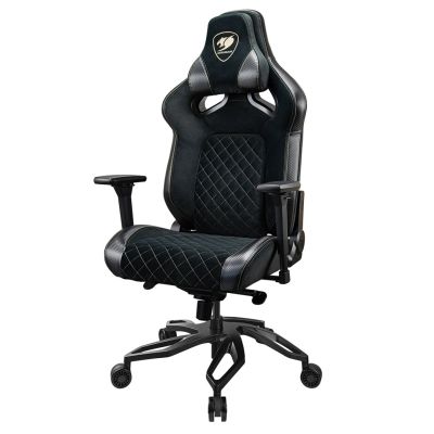 3. COUGAR CGR-T2F-GLB Universeller Gaming-Stuhl mit gepolsterter, bezogener Sitzfläche, Schwarz