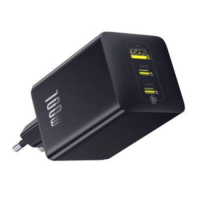 2. Baseus EnerFill FE11 100W Wandladegerät 2 x USB-C + USB-A - Schwarz