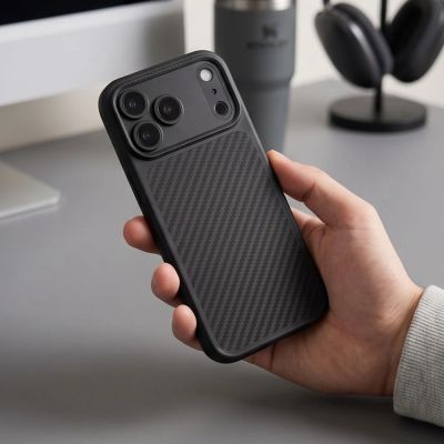 7. Tech-Protect MagCam MagSafe Carbon Hülle für iPhone 18 Pro / 17 Pro – Schwarz