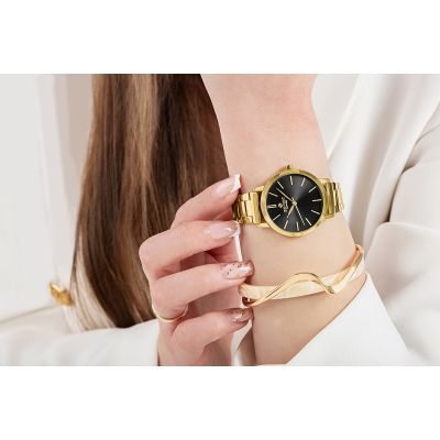 4. Giewont Saphirgold-Schwarze Damenuhr GW2360-B3