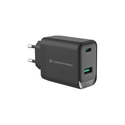 Conceptronic ALTHEA20B45 Universelles Ladegerät für Mobilgeräte, Schwarz, AC-Schnellladung, Intern