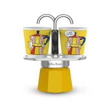 Bialetti Mini Express Lichtenstein Kaffeemaschinen-Set + 2 Espressotassen