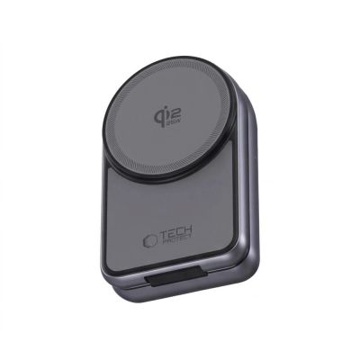 4. Tech-Protect A53 3-in-1 MagSafe 25W Qi2.2 Kabelloses Ladegerät – Dunkelgrau
