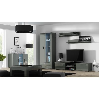 2. Kommode 120 cm SOHO S7 grau/grau glänzend