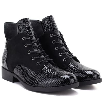 8. Damen-Ankle-Boots aus Lackleder, schwarz, Vinceza HX27-16524