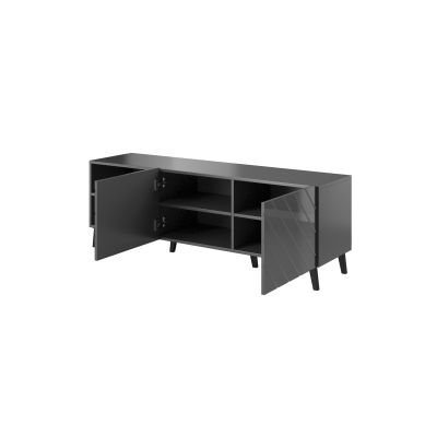 2. ABETO TV-Schrank 150x42x52 Graphit/Glanzgraphit