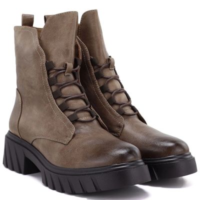 4. Damen-Stiefeletten mit Blockabsatz und Plateau, beige Jezzi MR2502-9