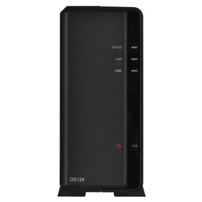 3. Synology DS124 NAS; Tower; 1x (3,5" SATA-Festplatte); Realtek RTD1619B; 1 GB DDR4, 1x 1GbE RJ-45
