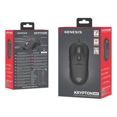10. GENESIS Krypton 660 Gaming-Maus, rechte Seite, USB Typ-A, optisch, 12000 DPI