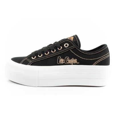 2. Lee Cooper Damen-Sneaker mit Plateausohle, schwarz mit Gold
