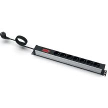 EmiterNet 19"-Steckdosenleiste, 7-fach mit Stiftkontakt, Amperemeter, 3 m Kabel, Uni-Schuko-Stecker