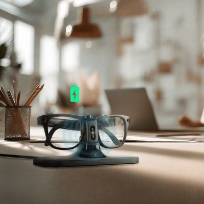 4. BoboVR CG2 3-in-1 Ladestation für Smart Glasses mit Clip, 350 mAh Akku und Etui – Schwarz