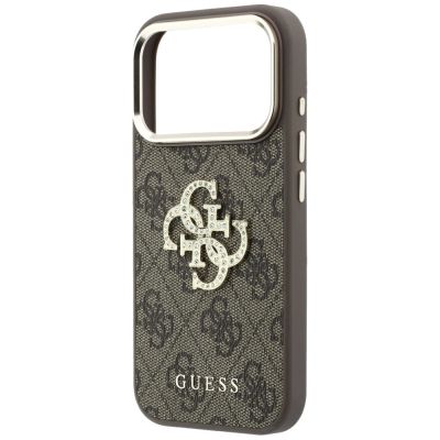 6. Guess 4G & Big Strass Logo Hülle für iPhone 18 Pro / 17 Pro - Braun