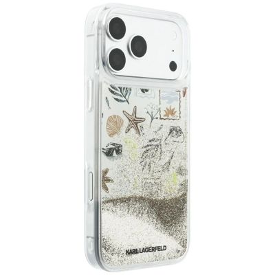 4. Karl Lagerfeld Liquid Glitter Strand- und Sandhülle für iPhone 17 Pro Max / 18 Pro Max – Beige