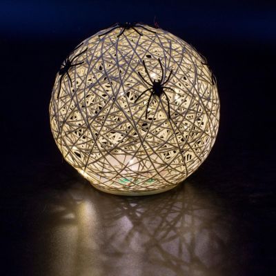8. Dekorative Kugellampe mit Spinnen-LED, 15 cm, Halloween, Weiß