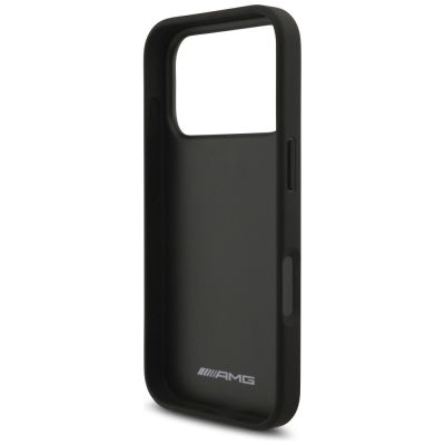 7. AMG Lederhülle mit geprägtem Linien-Logo für iPhone 17 Pro – Schwarz