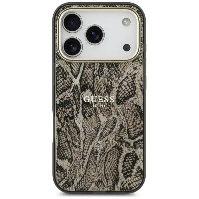 3. Guess Python Pattern MagSafe Hülle für iPhone 17 Pro / 18 Pro – Braun