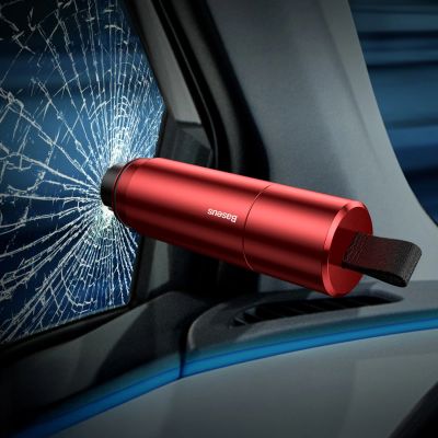 9. Baseus SharpTool Sicherheitshammer mit Glasbrecher und Gurtschneider – Rot