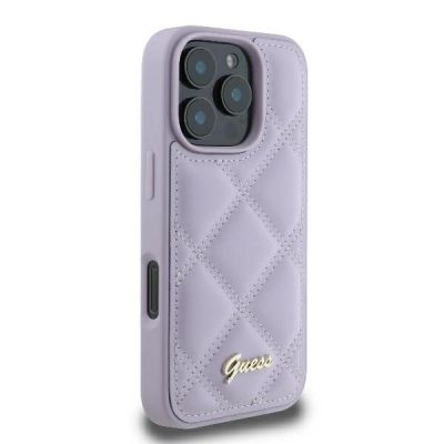4. Guess Quilted Metal Logo Hülle für iPhone 16 Pro – Hellviolett