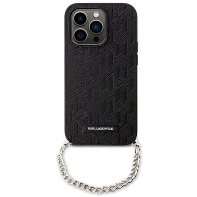 2. Karl Lagerfeld KLHCP14LSACKLHPK iPhone 14 Pro 6,1" schwarz/schwarzes Hardcase mit Saffiano-Monogrammkette