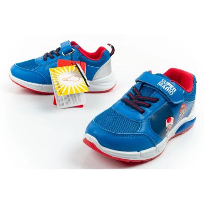 8. Leomil Kinder-Sportschuhe Super Mario Sneaker mit Klettverschluss und blauer LED-Beleuchtung