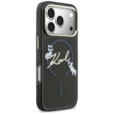 4. Karl Lagerfeld IML Choupettes Karl Script Logo MagSafe Hülle für iPhone 17 Pro Max - Schwarz