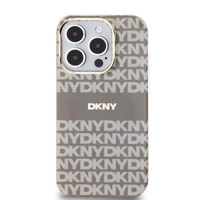 3. DKNY IML Mono & Stripe MagSafe Hülle für iPhone 15 Pro Max – Beige