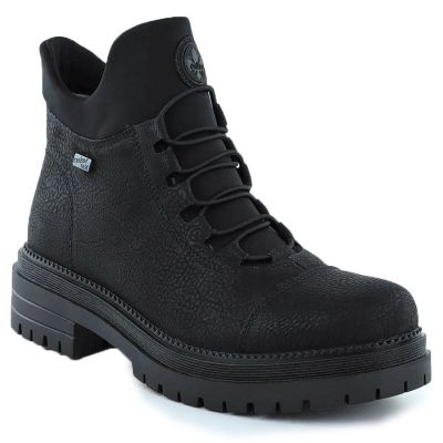 9. Damen-Lederboots im Worker-Stil mit Gummizug, Schwarz, Rieker Y3163-00