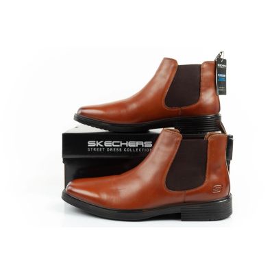 10. Skechers Herrenschuhe Chelsea Boots Miller-Boris elegantes Leder braun