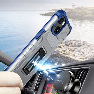 3. Crystal Ring Case robuste Kickstand TPU/PC Panzer Handyhülle Hard Case für iPhone 12 mini blau