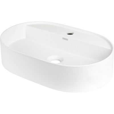 Waschtischplatte aus Granit mit Inselarmatur – oval
