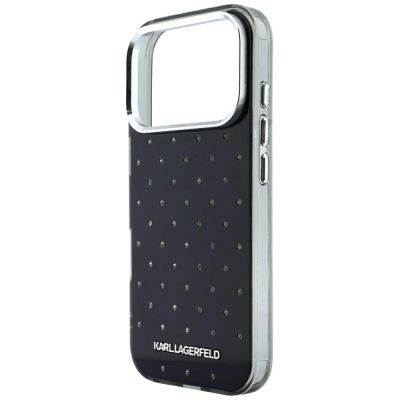 6. Karl Lagerfeld IML Strass-Hülle mit galvanisiertem Logo für iPhone 17 Pro / 18 Pro – Schwarz