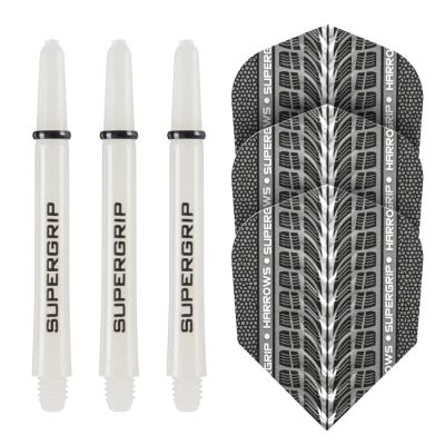 3. Harrows Twin Pack Supergrip-Schäfte + Supergrip-Flights (weiß)