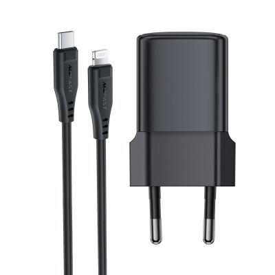 17. Acefast A118 30W GaN USB-C Wandladegerät mit 1,2 m USB-C-auf- Lightning Kabel – Schwarz