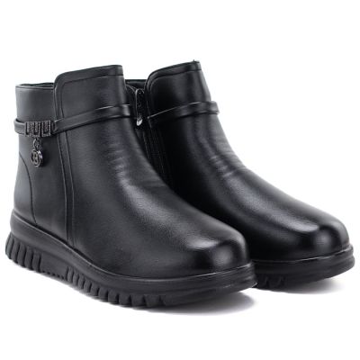 4. Bequeme Damen-Ankle-Boots mit Keilabsatz, schwarz, Potocki PT16397