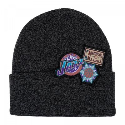 Mitchell & Ness Utah Jazz NBA XL Logo Patch Strick Hwc Jazz Cap HCFK4341-UJAYYPPBLCK