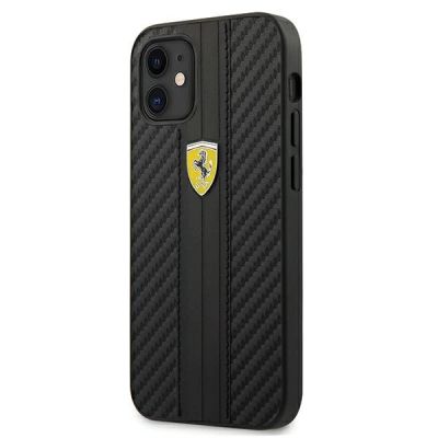 Ferrari FESNECHCP12SBK iPhone 12 mini 5.4" schwarz/schwarz Hardcase On Track PU Carbon