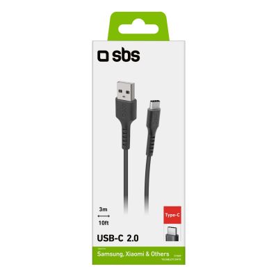 3. SBS TECABLETC3MTK USB-A – USB-C-Kabel 3 m – Schwarz