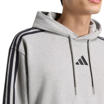 3. adidas Essentials Herren-Hoodie mit 3 Streifen aus French Terry, Grau, KY4202