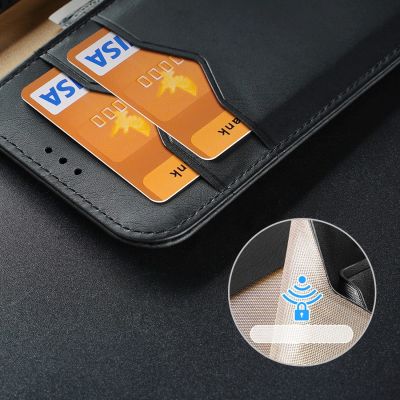 17. Dux Ducis Hivo echt Leder booktype case schutzhülle aufklappbare hülle für iPhone 14 Plus schwarz