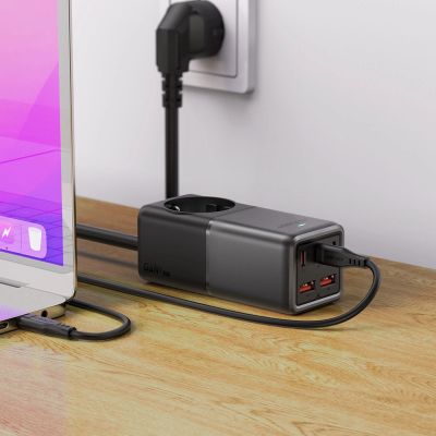 3. Acefast Z2 GaN 75W PD-Tischladegerät 3x USB-C 2x USB-A - Schwarz und Grau