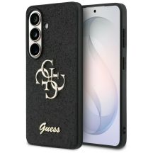 Guess Fixed Glitter Big 4G Metal Logo Hülle für Samsung Galaxy S26 - Schwarz