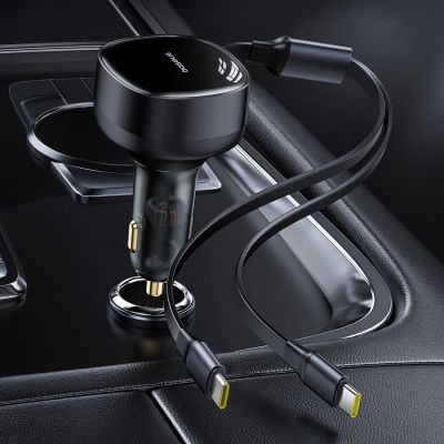4. Baseus Enjoyment 2-in-1-Autoladegerät mit einziehbarem Gehäuse, 33 W, Schwarz