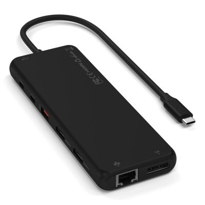 6. Satechi 13-in-1 USB-C Triple Display Multiport Adapter - USB-C Adapter (1x Ethernet 1 Gbit/s, 3x USB-A 5 Gbit/s, 1x USB-A 10 Gbit/s, 2x USB-A 480 Mbit/s, 2x USB-C 10 Gbit/s 85W PD, 2x HDMI 2.0 4K@60Hz, DP 1.4 8K@60Hz, 3,5 mm Audio Ein-/Ausgang) (schwarz)