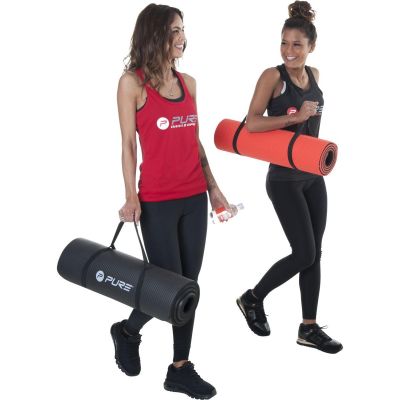 32. NBR SCHWARZE TRAININGSMATTE 180x60x1,5CM MIT LÖCHERN PURE 2 IMPROVE
