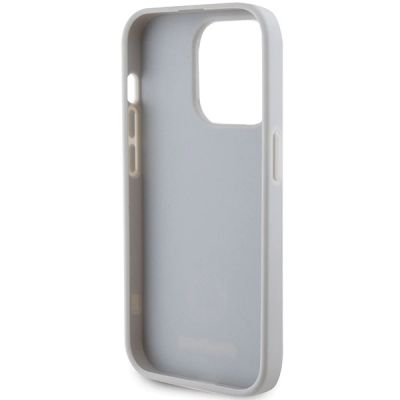 7. Guess Strass Metal Logo Hülle für iPhone 15 Pro – Silber