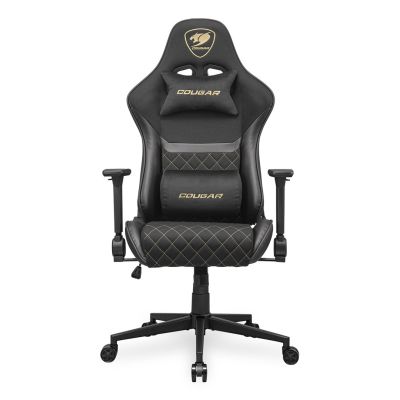 COUGAR CGR-A2F-GLB Universal-Gamingstuhl mit gepolsterter, bezogener Sitzfläche, Schwarz, Gold